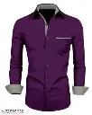 ZOMBOMSTAR Men's Cotton Regular Fit Casual Shirt-PURPLE