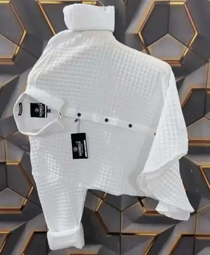 Men Self Design Casual White Shirt